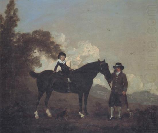 Thomas Gooch A Child on A Hunter Held by a Groom and Tow Terriers in a Landscape china oil painting image
